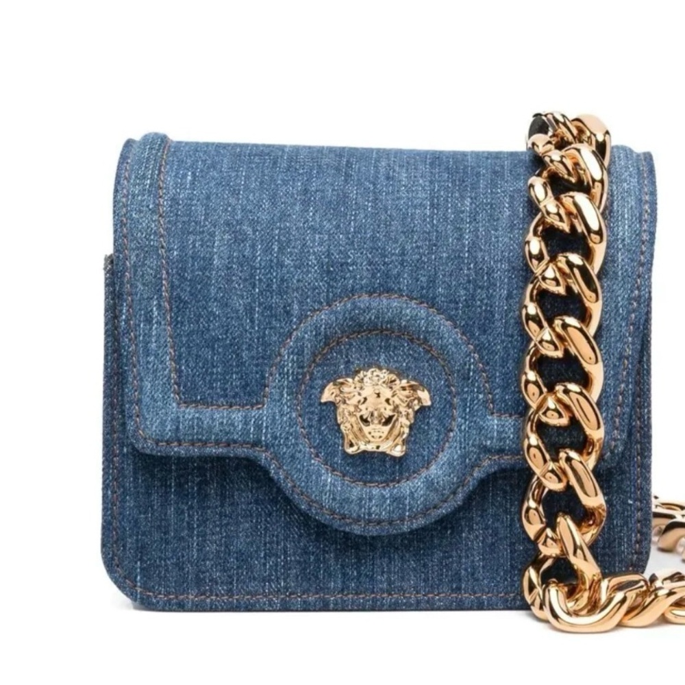 Versace meduza chain denim bag